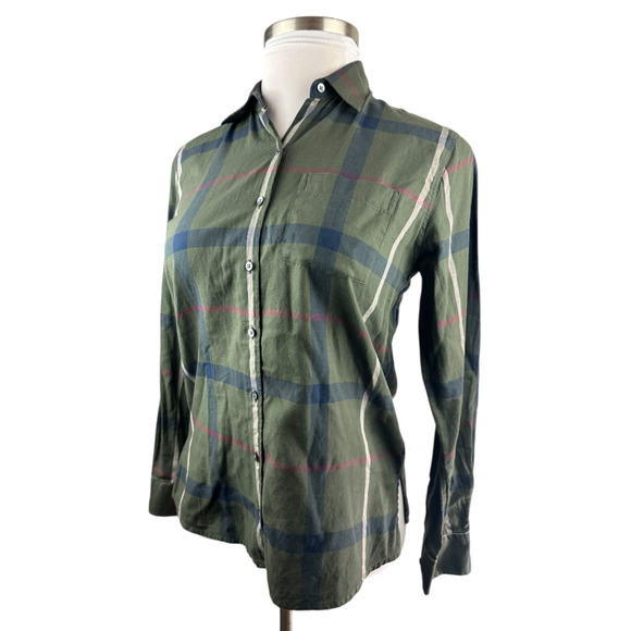 Barbour Oxer Check Shirt Olive Rosewater Tartan Button Up Women's US Size 6 - Picture 3 of 13